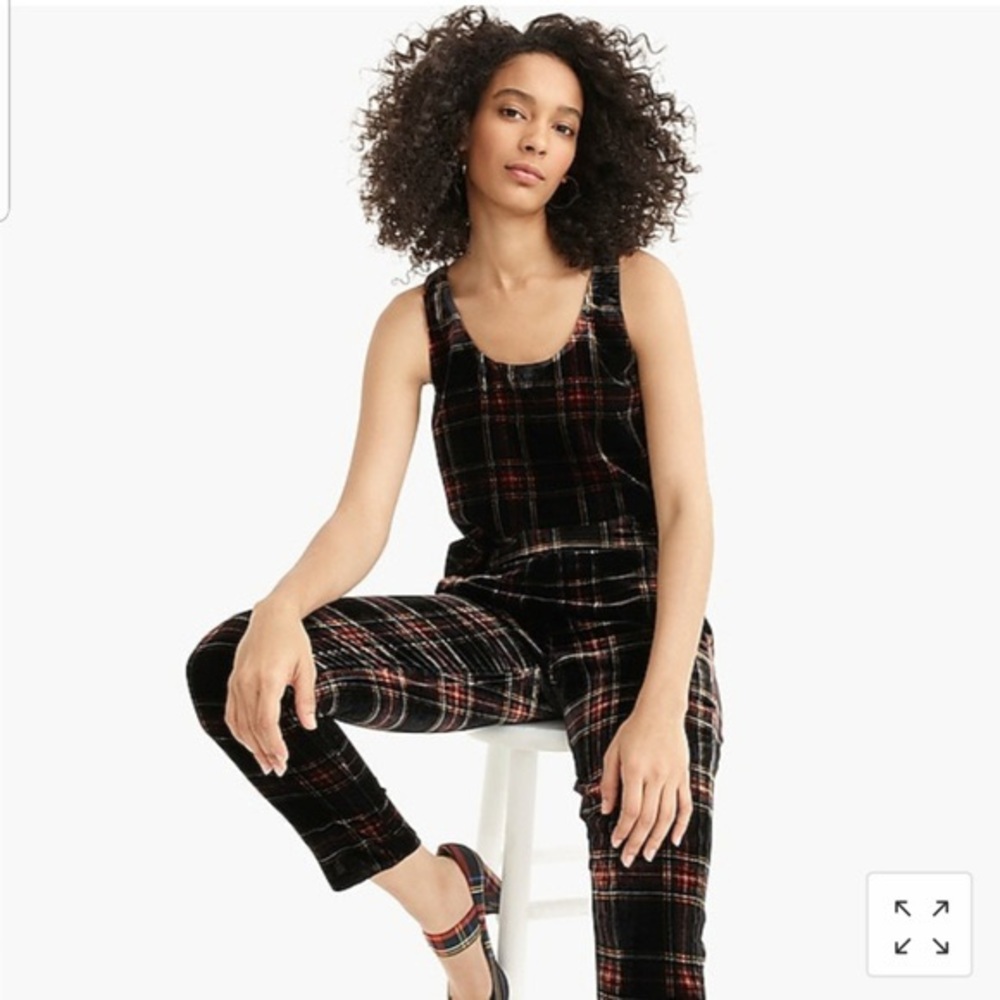 J. Crew Tartan Plaid Velvet Sleevless Blouse